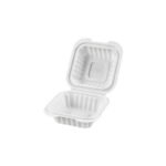 PP White Hinged Container 5x5x2.8" - 250 pcs/cs