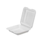 PP White Hinged Container w/ vent 8x8x2.7" - 150 pcs/cs