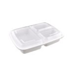 33oz 3-Comp White Rectangle Container 150set/cs