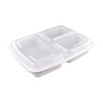 39oz 3-Comp (DT339) White Rectangle Container 150set/cs