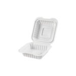 PP White Hinged Container 6x6x2.8" - 250 pcs/cs
