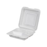PP White Hinged 3-Comp Container 9x9x2.7" - 150 pcs/cs