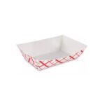 #200 2lb Basket Weave White/Red Food Tray 1000/cs