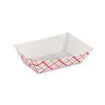 #300 3lb Basket Weave White/Red Food Tray 500/cs