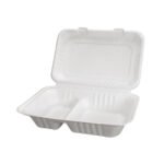 Bio Sugarcane Bagasse 2-Compartment Container 9x6x3" 250/cs