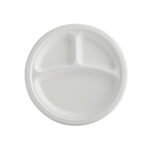 Bio Sugarcane Bagasse 3-Compartment 9" Round Plate 500/cs